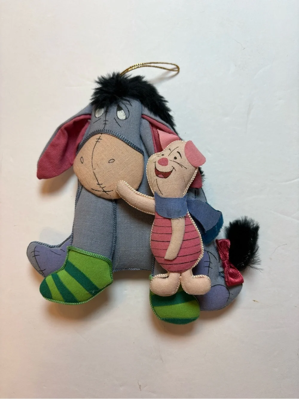 Disney VTG Set Of 2 3D Fabric Ornaments Winnie The Pooh Piglet Eeyore
